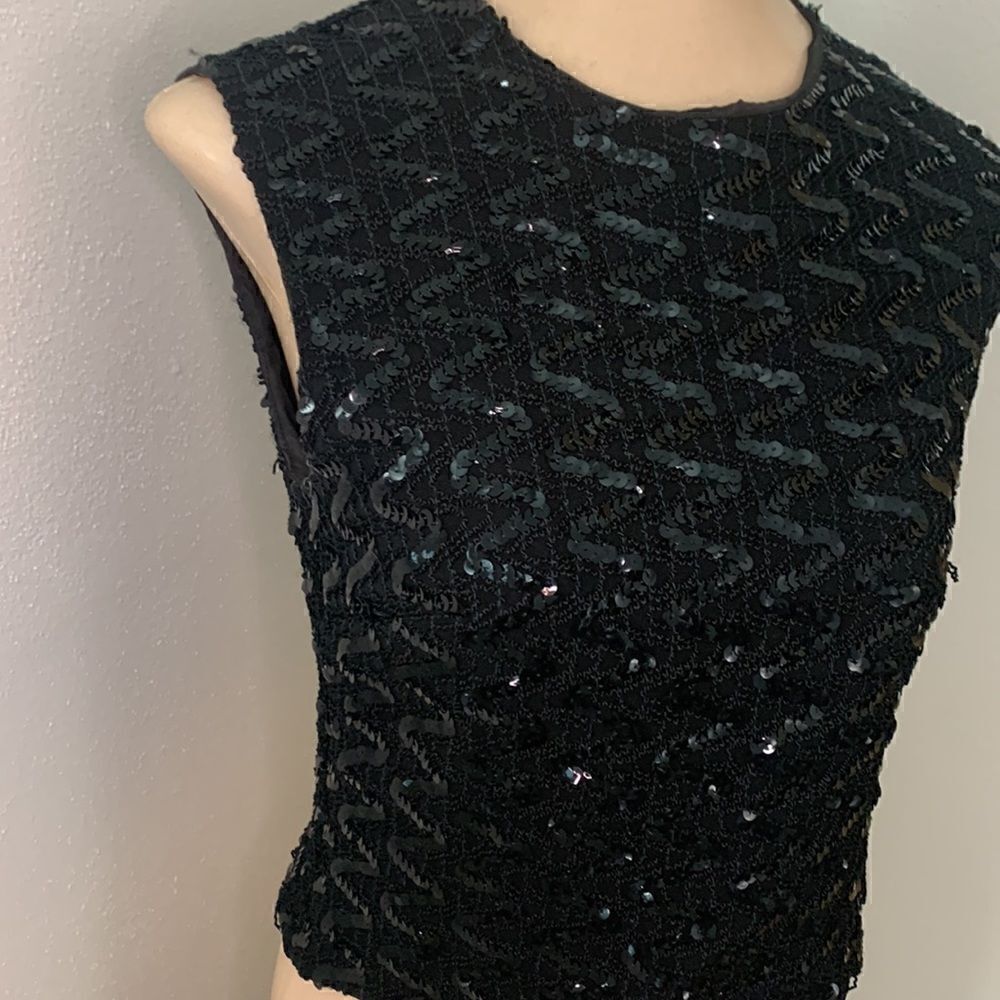 Black sequin vintage crop tank cocktail small s